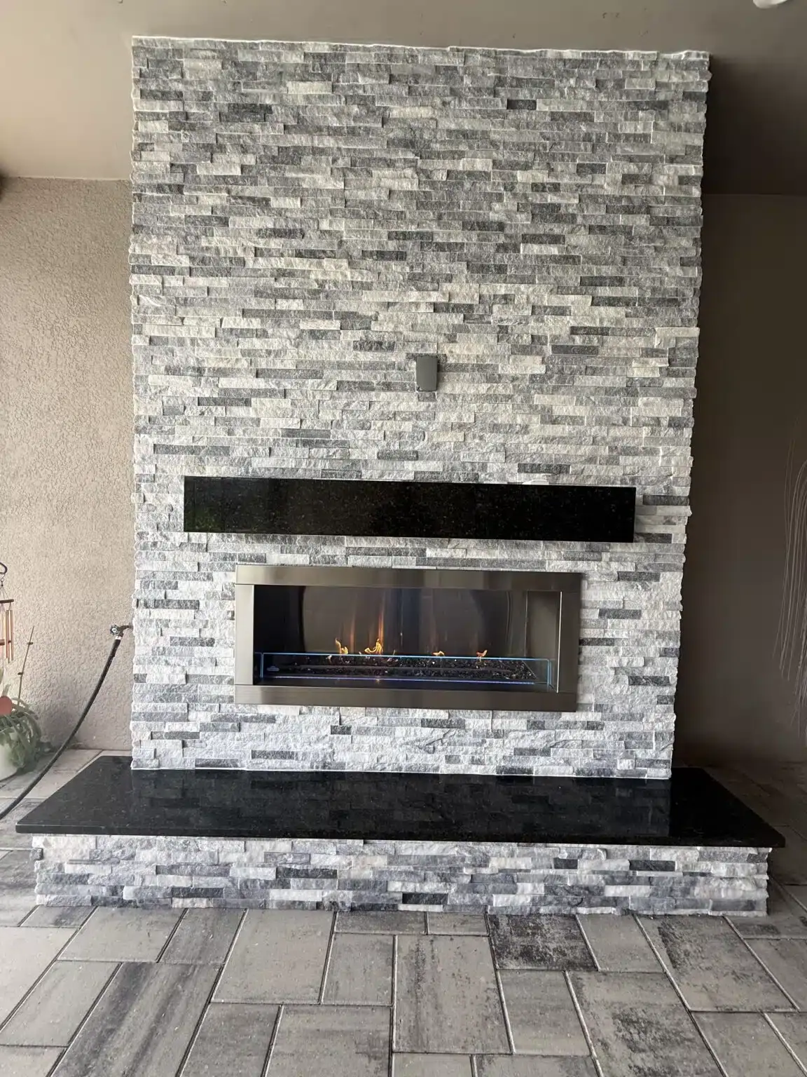 Custom outdoor gas fireplace or fire pit built in Southwest Florida
